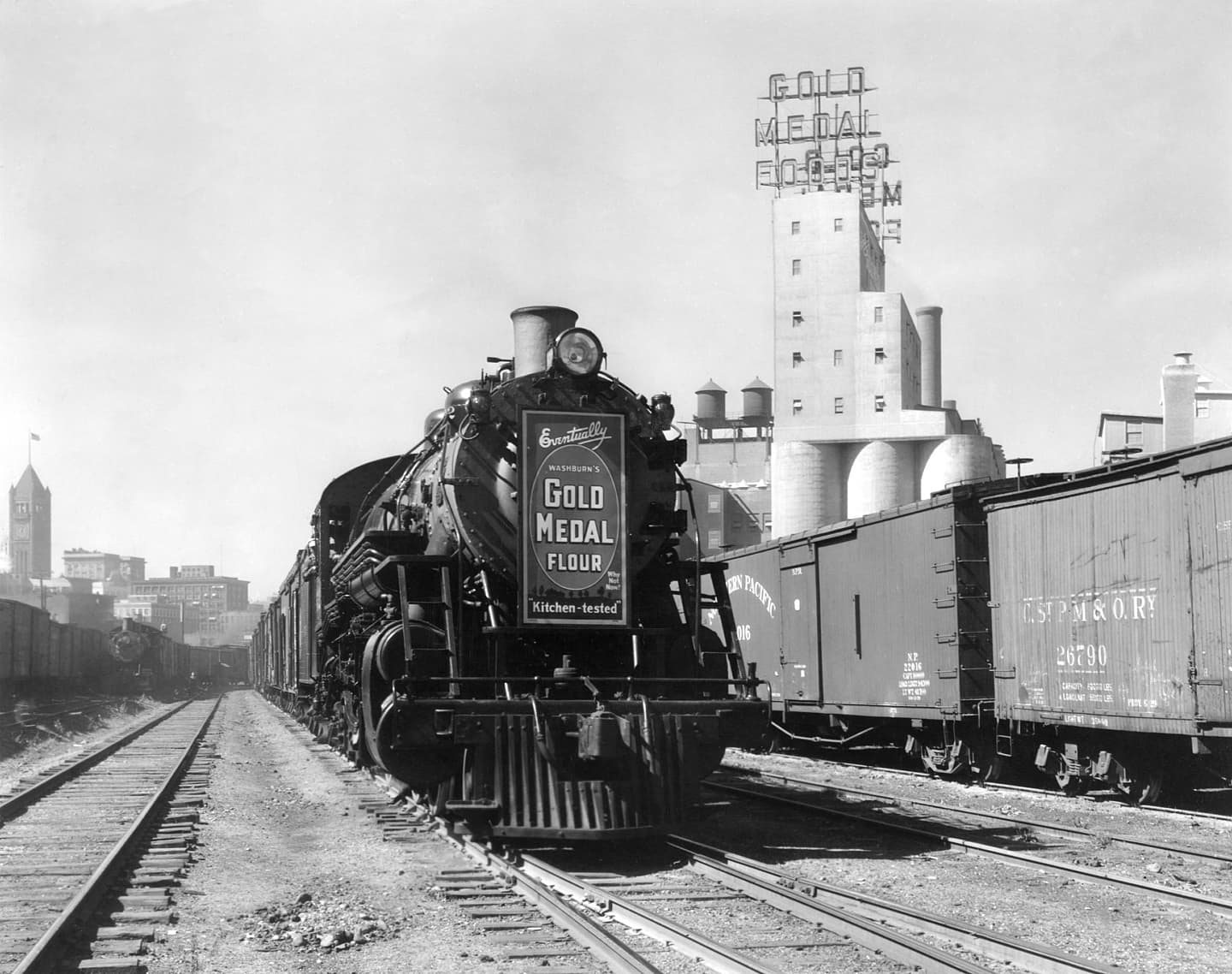 Train with Gold Medal Flour sign on the front